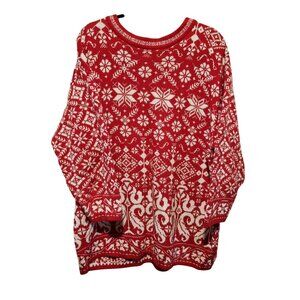 Vintage Venezia Vitale Red & White Nordic Snowflake Sweater 22/24 Acrylic Womens